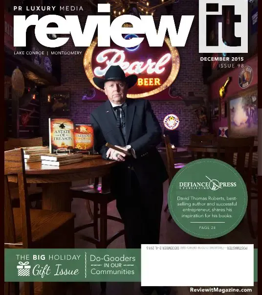 David Thomas Roberts on the cover of Review It magazine